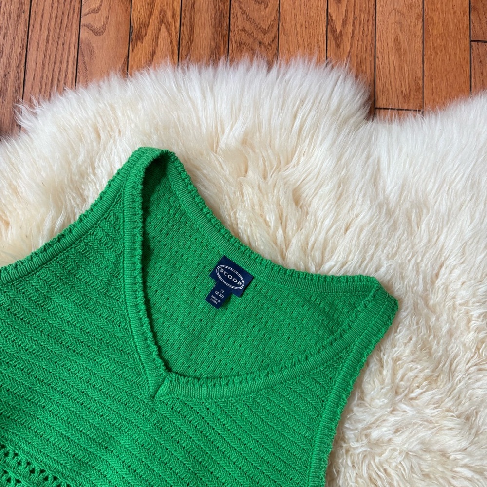 Green Crochet Knit Tank Top